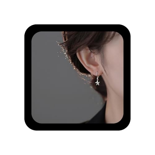 Xmsrn Vintage Winzige Seestern Ohrringe Kleine Seestern Baumeln Ohrringe Stern Hoop Huggie Metall Ohrstecker Silber Minimal Stern Schmuck Für Frauen von Xmsrn