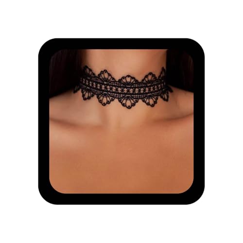 Xmsrn Vintage hohl Spitze Choker Kette Gotische Spitze Halskette Goth 90er Victorian Tattoo Halskette Langes Spitzenschlüsselkette Kette Schwarz Langes Wildleder -Fliege Schmuck für Frauen von Xmsrn