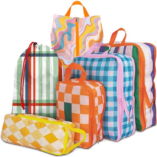 6 Stück Kompressions-Verpackungswürfel, Packwürfel für Reisen, wasserdichtes Gepäck-Organizer-Taschen-Set, niedliche Verpackungswürfel für Damen, Kinder, Rucksack, Handgepäck 6 Stück Kompressions-Verpackungswürfel, Packwürfel für Reisen, wasserdichtes Gepäck-Organizer-Taschen-Set, niedliche Verpackungswürfel für Damen, Kinder, Rucksack, Handgepäck von Xmzsdz