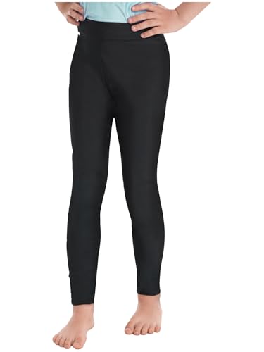 Xnihocha Kinder Mädchen Sport Leggings Lange Gymnastik Turnhose Einfarbig High WAIS Strumpfhosen Stretch Trainingshose Schwarz 134-140 von Xnihocha