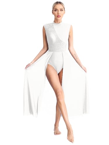 Xnihocha Lyrisches Tanz Kostüm für Damen Ärmellos Ballettkleid Tüll Maxikleid Modern Contemporary Gymnastikbody Bühnenanzug Tanzkleidung Weiß M Xnihocha Lyrisches Tanz Kostüm für Damen Ärmellos Ballettkleid Tüll Maxikleid Modern Contemporary Gymnastikbody Bühnenanzug Tanzkleidung Weiß M von Xnihocha