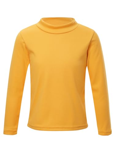 Xnihocha Mädchen Jungen T-Shirt Warmes Thermoshirt Langarm Unterhemd Rollkragen Pullover Sport Top Thermounterwäsche Gelb 146-152 von Xnihocha