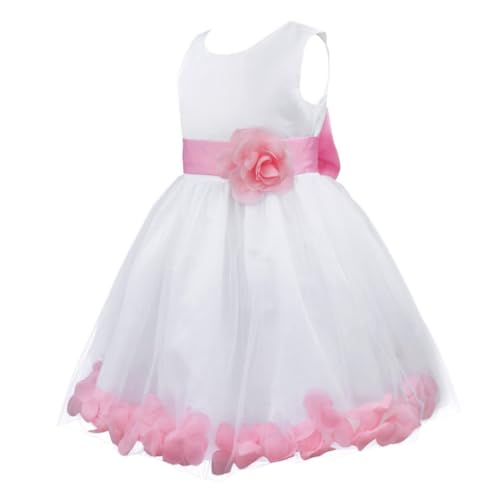 Xnihocha Mädchen Kinder Prinzessin Kleid Ärmellos Blumenmädchenkleid Sommer Festliches Partykleid Abendkleid Geburtstag Hochzeit Kommunionkleid Rosa 98-104 von Xnihocha
