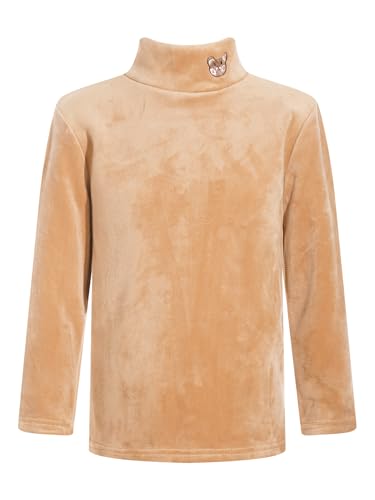 Xnihocha Mädchen Langarm-Tshirt Samt Thermounterwäsche Rollkragen Unterhemd Pullover Warm Crop Top Oberteil Braun 158-164 von Xnihocha