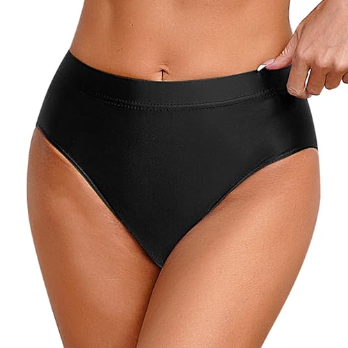 Xnihocha Unterhosen Damen Glänzend Slips Panties Elastischer Bund Hipster Stretch Unterwäsche Bikini Hohe Taillen Tangas Atmungsaktive Schwarz XL von Xnihocha