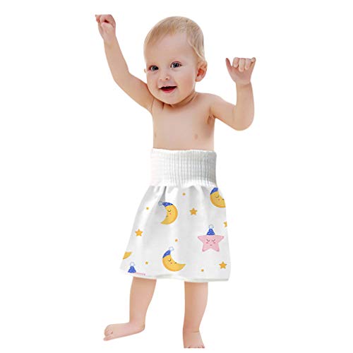 Xniral Baby Windelrock Wiederverwendbar Trainingshose 2in1 Wasserdicht Saugf鋒ig Bequeme Kinder Shorts T鰌fchen Trainingsrock F黵 0-6 Jahre (D, M) von Xniral