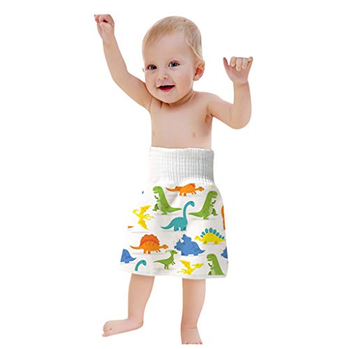 Xniral Baby Windelrock Wiederverwendbar Trainingshose 2in1 Wasserdicht Saugf鋒ig Bequeme Kinder Shorts T鰌fchen Trainingsrock F黵 0-6 Jahre (N, L) von Xniral