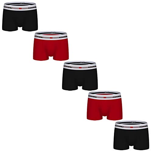 Xniral Boxershorts Herren 5er Pack Retroshorts Trunks Men Unterw鋝che Unterhosen M鋘ner Baumwolle(b-Schwarz-Rot,L) von Xniral