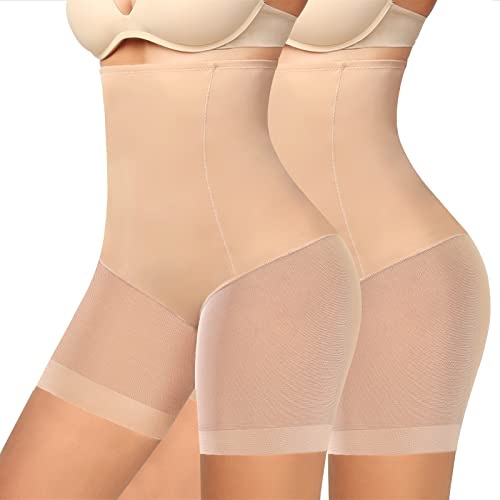 Bauchweg Unterhose Damen Anti Chafing, Shapewear Panty Shorts Scheuernde Oberschenkel, Hohe Taille Miederpants Atmungsaktive Body Shaper Kurz Leggings (2 Stück hautfarben, XXL) von Xnova