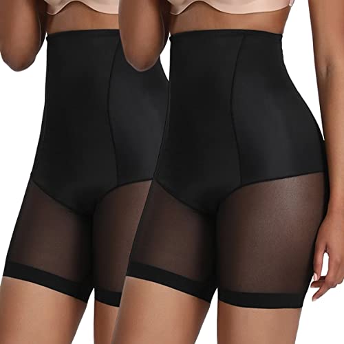 Bauchweg Unterhose Damen Anti Chafing, Shapewear Panty Shorts Scheuernde Oberschenkel, Hohe Taille Miederpants Atmungsaktive Body Shaper Kurz Leggings (2 Stück schwarz, XXL) von Xnova