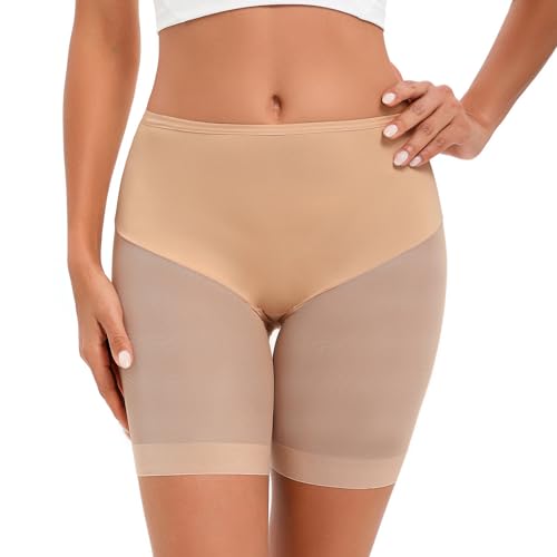 Unterhosen Damen Anti Chafing, Radlerhose Miederhose Hohe Taille, Unter Rock Kurze Hose Anti Rutsch, Nahtlose Miederpants Boxershorts, Kurze Leggings Elastisch(1 Pack Hautfarbe, XXL) von Xnova