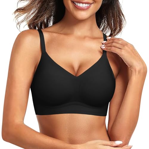 Xnova Damen BH Ohne Bügel Super Bequemer Bügelloser Push Up Nahtloser Gepolstert T-Shirt Bralette Comfit Schlaf Seamless Bras Underwear für Frauen, Schwarz, L Xnova Damen BH Ohne Bügel Super Bequemer Bügelloser Push Up Nahtloser Gepolstert T-Shirt Bralette Comfit Schlaf Seamless Bras Underwear für Frauen, Schwarz, L von Xnova