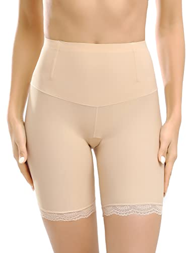 Xnova Damen Bauchweg Unterhose Miederpants Miederhose Shapewear, Anti-Chafing Spitzen Shorts Hipster Panty, Unter Rock Kurz Hose Blickdicht (1 Stück hautfarben, XL) von Xnova