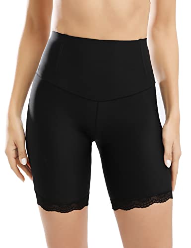 Xnova Damen Bauchweg Unterhose Miederpants Miederhose Shapewear, Anti-Chafing Spitzen Shorts Hipster Panty, Unter Rock Kurz Hose Blickdicht (1 Stück schwarz, M) von Xnova