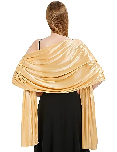 Xnova Stola damen Festlich 200 * 70 cm, Chiffon Schal Shawl Multifunktionstuch Leicht, Elegant übergroßen Schultertuch Chiffontücher für Abendkleid (Gold) von Xnova
