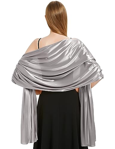 Xnova Stola damen Festlich 200 * 70 cm, Chiffon Schal Shawl Multifunktionstuch Leicht, Elegant übergroßen Schultertuch Chiffontücher für Abendkleid (Grau) von Xnova