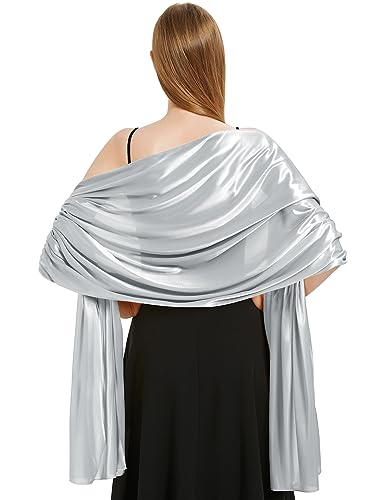 Xnova Stola damen Festlich 200 * 70 cm, Chiffon Schal Shawl Multifunktionstuch Leicht, Elegant übergroßen Schultertuch Chiffontücher für Abendkleid (Silber) von Xnova