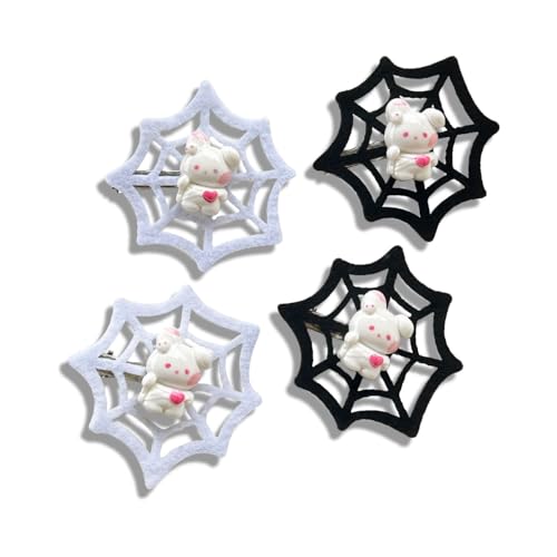 Damen Gothic Haarspangen Spinnennetz Zombie Kaninchen Design Niedliche Haarspangen für Halloween Party Schwarz und Weiß 2 Paar Haarschmuck von XnxnzhHo