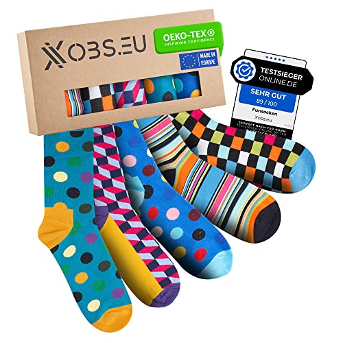 Xobs.eu Bunte Socken 5er Set *40-43* | Lustige Socken | Lustige Geschenke für Männer & Frauen | Coole Socken | Klimaneutral - ideal für Geburtstag & Co von Xobs.eu