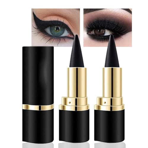 XoeLLe 2 Stück Waterproof Gel Kajalstift Schwarz, Matte Schnell Trocknender Eyeliner Wasserfest, Wasserfeste Stifte Long Lasting, Schnell Trocknendes, Anhaltend Eyeliner Stift, Gel Eyeliner (Schwarz) von XoeLLe