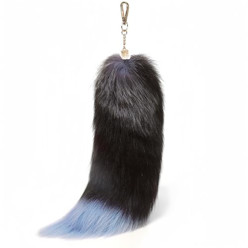 XoeLLe Fuchsschwanz, 38-40cm Therian Tail, Fuchs Kostüm, The Habdsmade Taile, Fell Schwanz Keychain Auto Schlüsselketten Anhänger Weich Flaumig Dicht Dekoration Cosplay Tasche Zusätze von XoeLLe