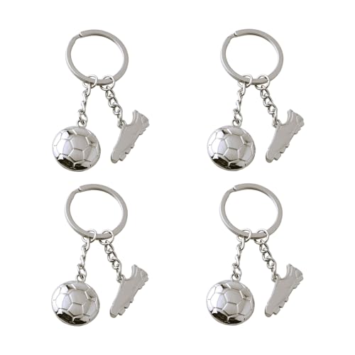 XoeLLe Fussball Schlüsselanhänger, 4 Stück Fussballschuh Metall-Schlüsselanhänger Auto Keychain Anhänger Deko Fußballplatz Sportfan Schlüsselanhänger Geschenke für Männer Jungen Frauen von XoeLLe