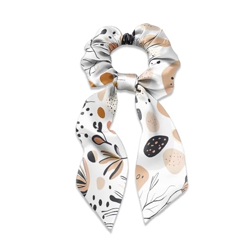 Xoenoiee Abstrakte Boho-geometrische Kunstdruck-Schleife Haargummis für Frauen, Satin-Schleife, Haargummi, dickes Haar, Hasenohr-Haargummis, elastisch, Massen-Haarschmuck für Mädchen, 3 Stück von Xoenoiee