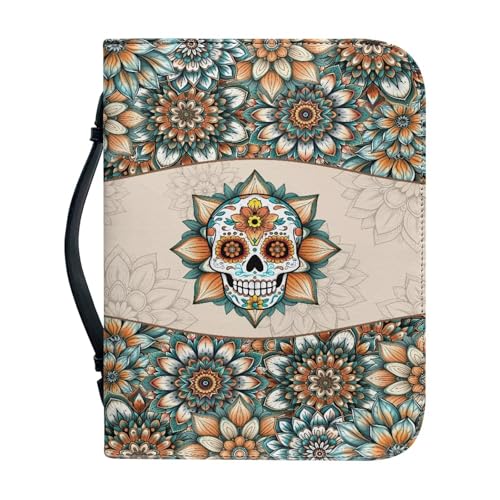 Xoenoiee Bibelhülle im Boho-Mandala-Totenkopf-Druck, für Bücher, Kirche, Tasche, Bibelschutz, mit Griff, Geschenk für Männer, Frauen, Kinder, Freunde, Größe XXL von Xoenoiee