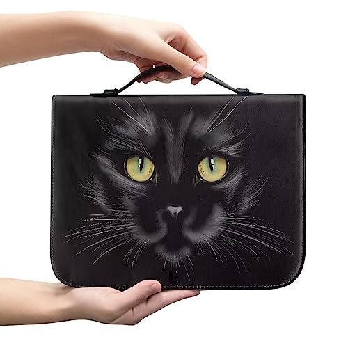 Xoenoiee Bibelhülle mit Katzen-Motiv, mit Griff und Reißverschluss, für Damen und Herren, Bibeltasche mit Lesezeichen, tragbare Bibeltragetasche, XL von Xoenoiee