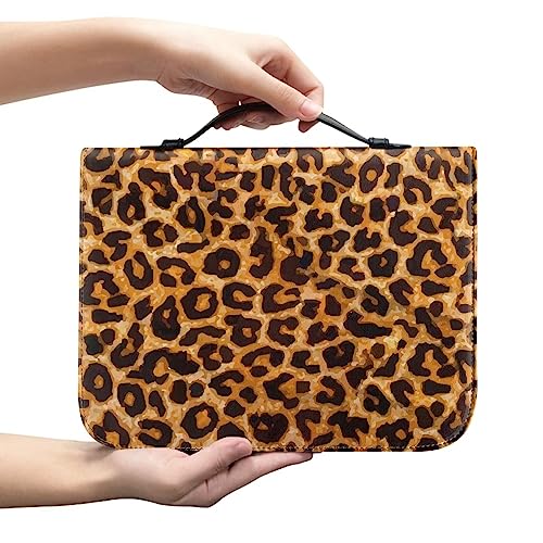 Xoenoiee Bibelhülle mit Leopardenmuster, mit Griff und Reißverschluss, Kirchenschutztasche, Geschenk für Damen und Herren, Größe XL von Xoenoiee