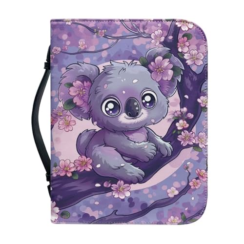 Xoenoiee Bibelhülle mit süßem Koala-Blumendruck, für Damen und Herren, Tragebuchhülle, Kirchentasche, Bibelschutz, mit Griff und Reißverschluss, Größe XXL von Xoenoiee