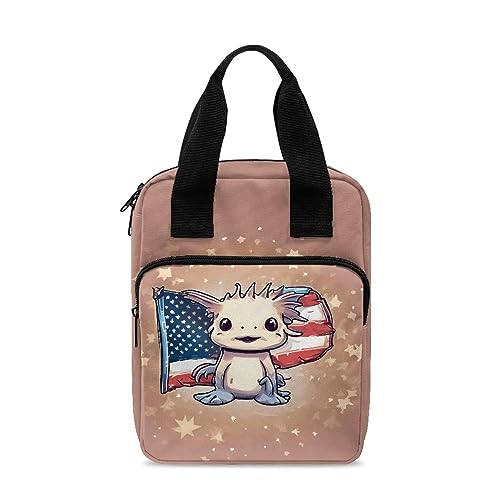 Xoenoiee Bibelhüllen für Damen und Herren, Tragetasche, Bibeltasche, Bibeltasche, Tragetasche, Buchhülle mit Griff und Tasche, Axlotl Us Flagge Sterne, Einheitsgröße von Xoenoiee