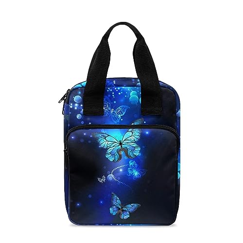 Xoenoiee Bibelhüllen für Damen und Herren, Tragetasche, Bibeltasche, Bibeltasche, Tragetasche, Buchhülle mit Griff und Tasche, Schmetterling blau, Einheitsgröße von Xoenoiee