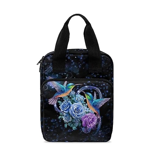 Xoenoiee Bibelhüllen für Kinder, Bibeltasche, Bibeltasche mit Aufbewahrungstaschen für Männer und Frauen, Kolibri Blau Lila Floral, Einheitsgröße von Xoenoiee