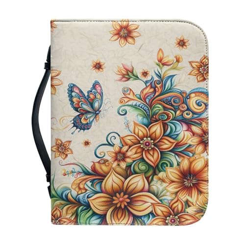 Xoenoiee Bibelhüllen mit Schmetterlings- und Boho-Mandala-Druck, für Kinder, Bibelhülle, Bibelhalter, Taschen mit Aufbewahrungstaschen, Stiftfächern für Männer und Frauen, Größe XXL von Xoenoiee
