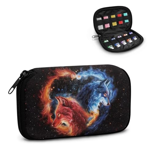 Xoenoiee Cosmic USB-Stick mit Galaxie-Wölfen-Muster, für USB-Stick, Organizer, tragbare USB-Aufbewahrungstasche für Flash-Laufwerke, Jump Drive, Memory Stick von Xoenoiee