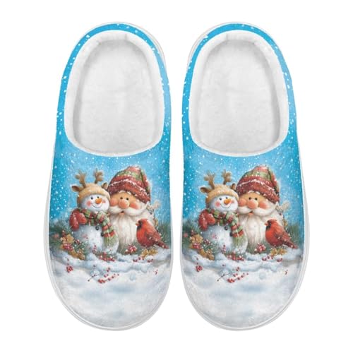 Xoenoiee Damen-Hausschuhe, flauschig, für Herren, für drinnen und draußen, rutschfest, warm, Weihnachtsmann, Schneemann, Kardinalvogel, 38/41 EU von Xoenoiee