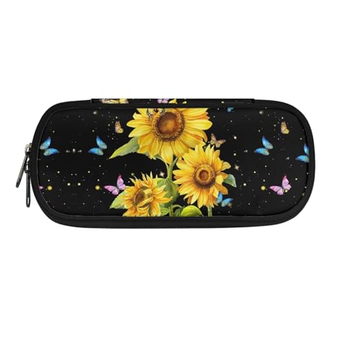 Xoenoiee Federmäppchen, Federmäppchen, große Kapazität, Stifttasche, Schulbedarf für Universität, Mittelschule, Schmetterling und Sonnenblume, Einheitsgröße, Taschen-Organizer von Xoenoiee