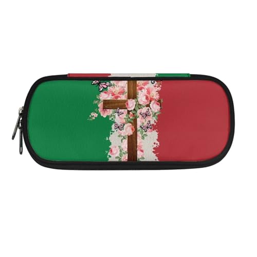 Xoenoiee Federmäppchen, großes Fassungsvermögen, Federmäppchen für Kinder, Studenten, Unisex, Stiftetasche, langlebig, Schreibwaren-Organizer für die Schule, Italien-Flagge, Schmetterling, von Xoenoiee