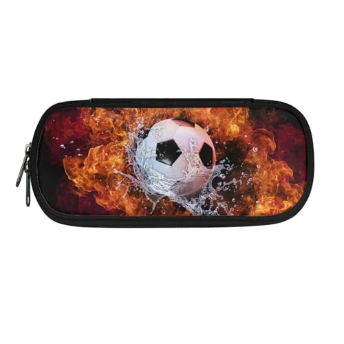 Xoenoiee Federmäppchen, großes Fassungsvermögen, Federmäppchen für Kinder, Studenten, Unisex, Stiftetasche, langlebig, Schreibwaren-Organizer für die Schule, Wasserspritzer, Fußballfeuer, von Xoenoiee