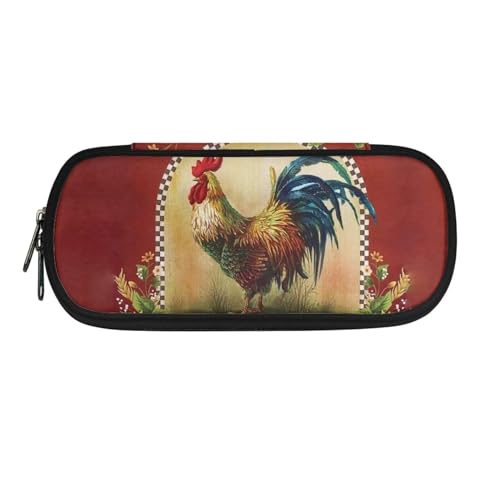 Xoenoiee Federmäppchen, großes Fassungsvermögen, Federmäppchen für Kinder, Studenten, Unisex, Stiftetasche, robuster Reißverschluss, Schreibwaren-Organizer, Huhn Sonnenblume rot, Einheitsgröße, von Xoenoiee