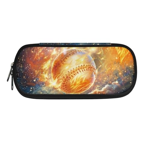 Xoenoiee Federmäppchen, großes Federmäppchen für Kinder, Federmäppchen für Mädchen, Jungen, Studenten, Teenager, Erwachsene, Schule, Feuer-Baseball- und Galaxie-Muster, Einheitsgröße, von Xoenoiee