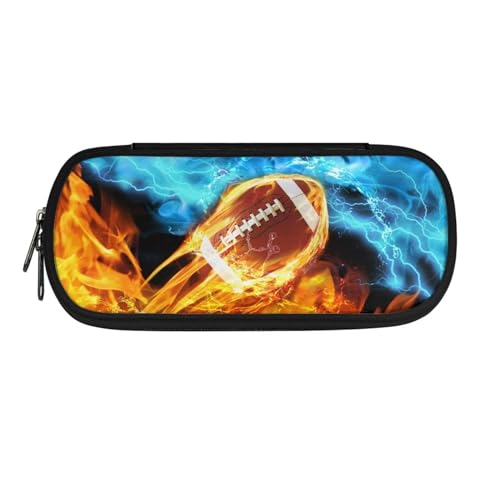 Xoenoiee Federmäppchen, großes Federmäppchen für Kinder, Federmäppchen für Mädchen, Jungen, Studenten, Teenager, Erwachsene, Schule, Fire American Football Lightning, Einheitsgröße, Taschen-Organizer von Xoenoiee