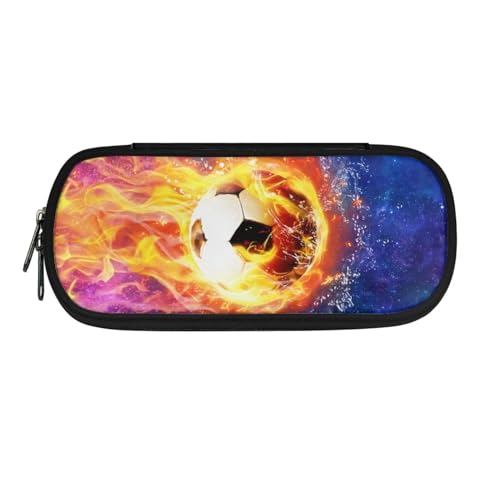 Xoenoiee Federmäppchen, großes Federmäppchen für Kinder, Federmäppchen für Mädchen, Jungen, Studenten, Teenager, Erwachsene, Schule, Fire Soccer Ball Galaxy, Einheitsgröße, Taschen-Organizer von Xoenoiee