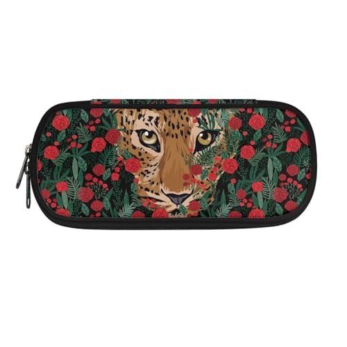 Xoenoiee Federmäppchen, großes Federmäppchen für Kinder, leichtes Federmäppchen für Mädchen, Jungen, Studenten, Tiger und Rose Floral, Einheitsgröße, Taschen-Organizer von Xoenoiee