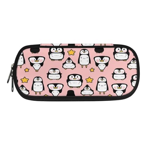 Xoenoiee Federmäppchen für Jungen, Mädchen, Kinder, Studenten, großes Federmäppchen, einfaches Schreibwaren-Organizer, Pinguin-Rosa, Einheitsgröße, Taschen-Organizer von Xoenoiee