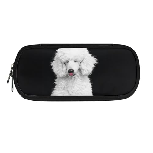 Xoenoiee Federmäppchen für Jungen, Mädchen, Kinder, Studenten, großes Federmäppchen für Schulbedarf, Pudelhund, Einheitsgröße, Taschen-Organizer von Xoenoiee