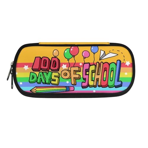 Xoenoiee Federmäppchen für Jungen und Mädchen, großes Federmäppchen für die Schule, einfache Stiftetasche, Schreibwaren-Tasche, Happy 100th Day of School-3, Einheitsgröße, Taschen-Organizer von Xoenoiee