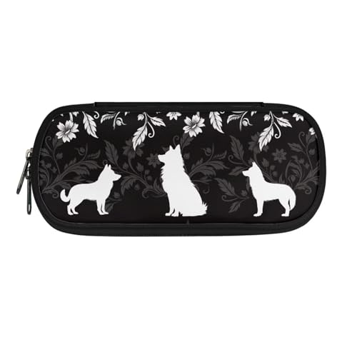 Xoenoiee Federmäppchen mit großem Fassungsvermögen, strapazierfähiges Federmäppchen für Schule, Teenager, Mädchen, Jungen, Männer, Frauen, Schreibwaren-Organizer-Tasche, Germen Shepherd Floral, von Xoenoiee