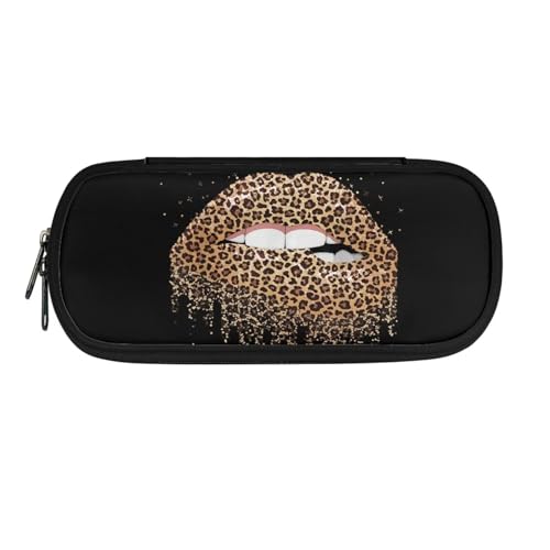 Xoenoiee Federmäppchen mit großer Kapazität für Büro und Schule, Stiftetasche für Schüler und Erwachsene für Schulbedarf, Leopard Lippen, Einheitsgröße, Taschen-Organizer von Xoenoiee